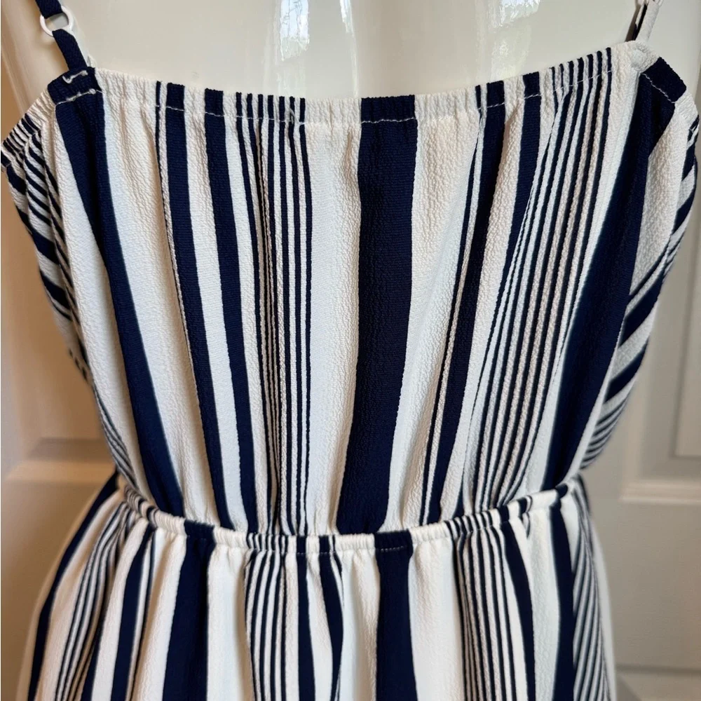Monteu Striped Navy White Sleeveless Dress Size  juniors large adjustable strap - Picture 8 of 12